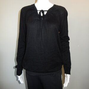 GAP Women's Tie Front Top Black Lightweight Sweater Large UEC